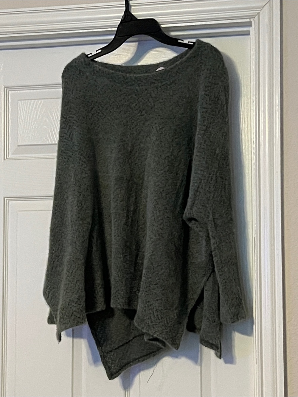 Pink Lily Off-Shoulder Olive Green Fuzzy Knit Sweater